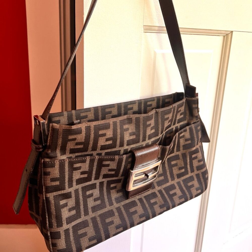 Authentic Vintage Fendi Zucca Shoulder Bag